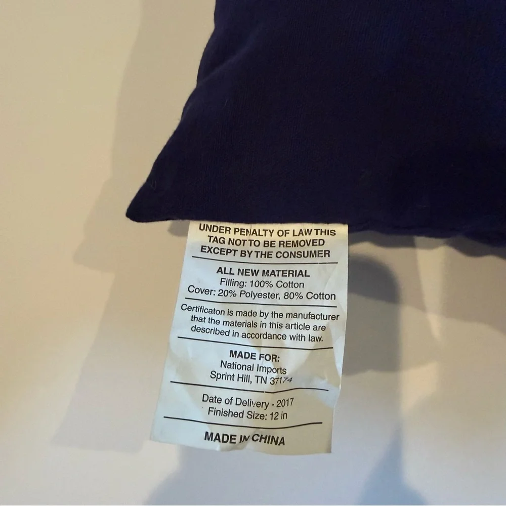 Navy Blue Throw Pillow with White Text Novelty Kids